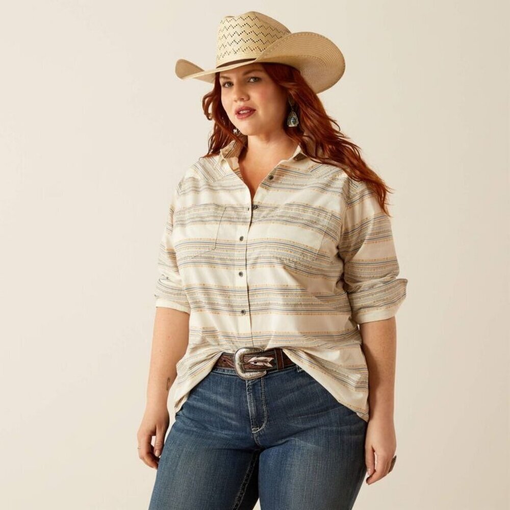 Ariat Women's 2XL Long Sleeve Billie Jean Print Button Shirt Mustard 10055211